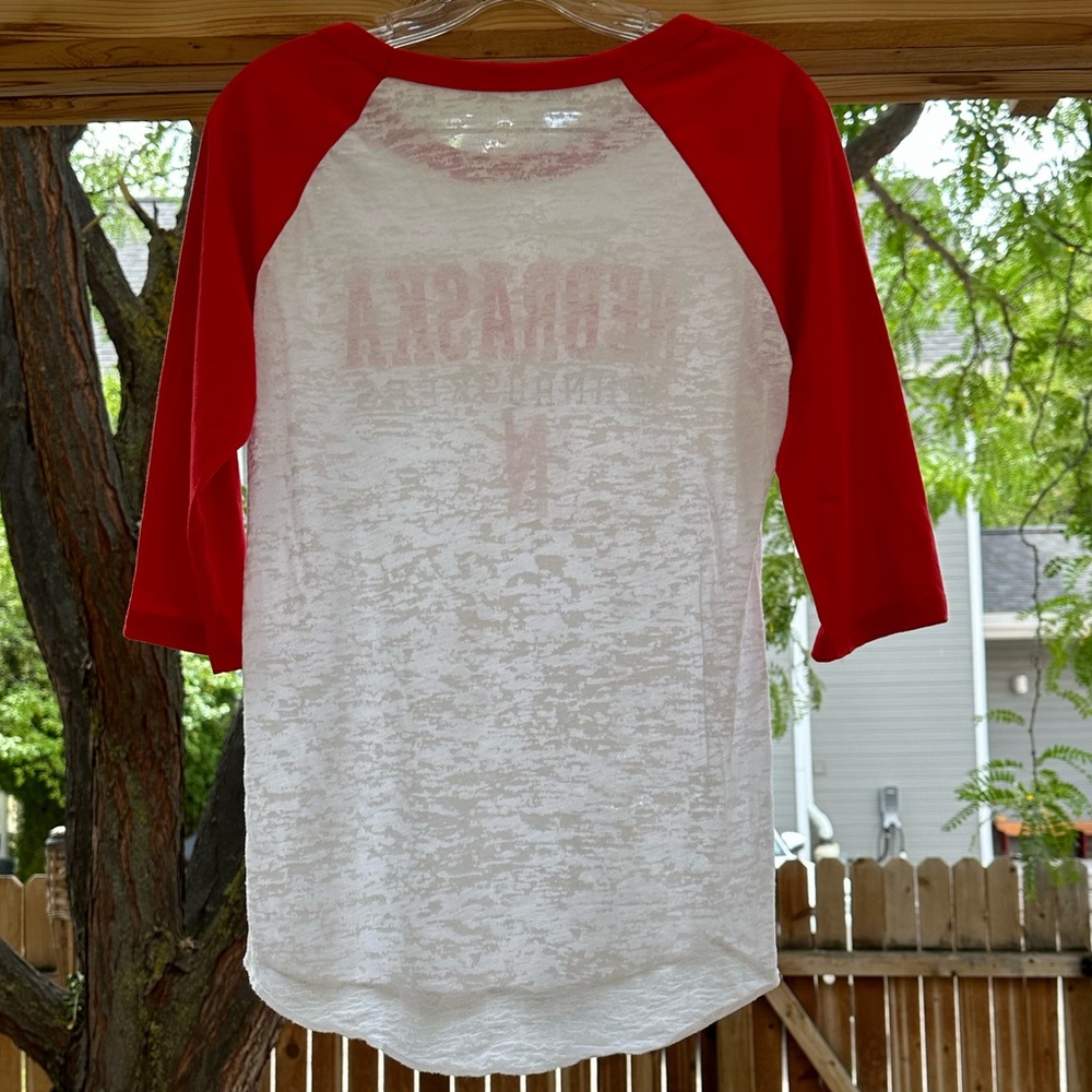 Nebraska Cornhuskers Huskers 3/4 Sleeve Burnout Shirt Top Large - Picture 6 of 11